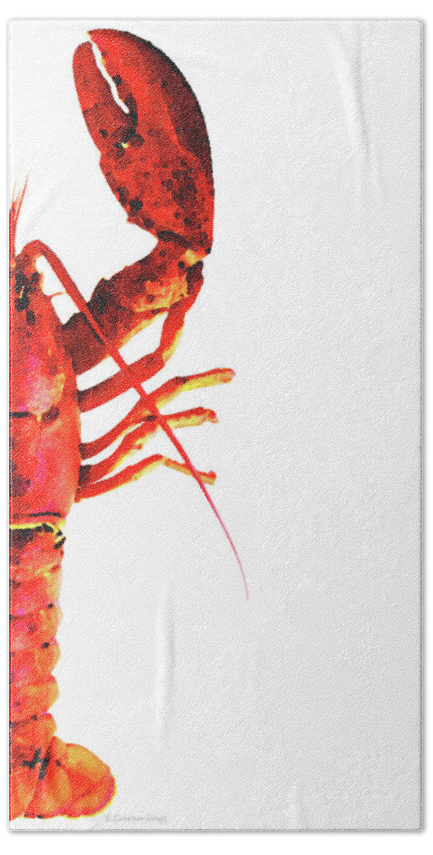 Lobster Hand Towel featuring the painting Lobster - The Right Side by Sharon Cummings
