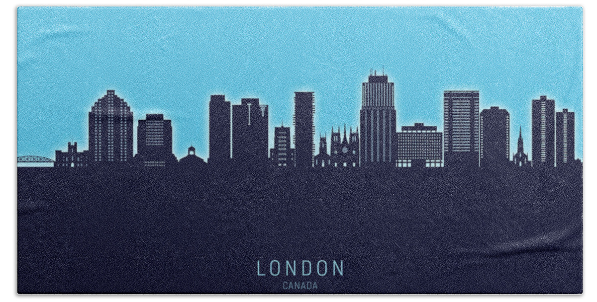 London Bath Towel featuring the digital art London Canada Skyline #19 by Michael Tompsett