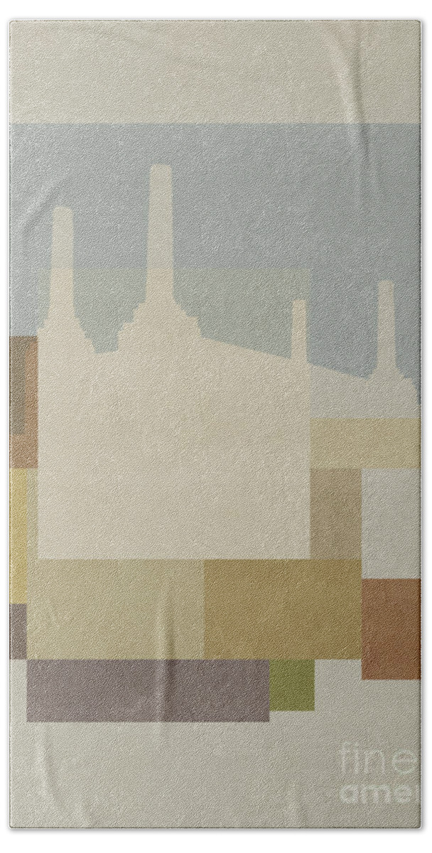 London Hand Towel featuring the mixed media London Squares - Battersea by BFA Prints