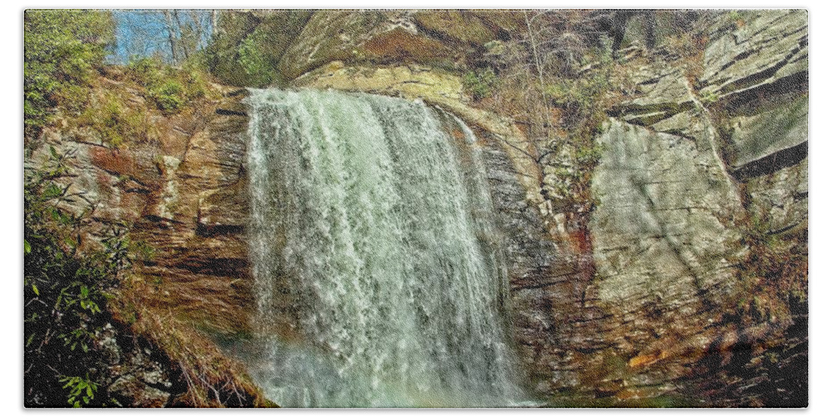 Waterfall Bath Towel featuring the photograph Looking Glass Falls Moment by Allen Nice-Webb