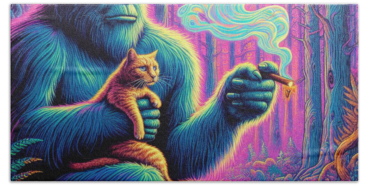 Sasquatch Hand Towel featuring the digital art Lost In Thought by Joetta West
