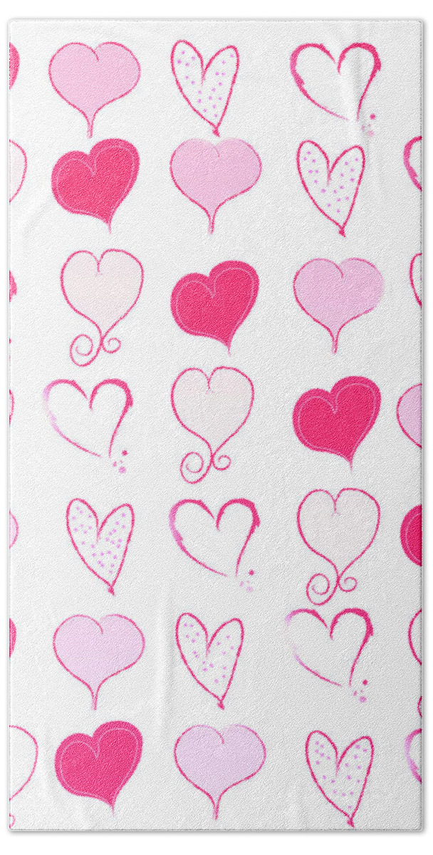 Hearts Bath Towel featuring the digital art Lots of Pink by Moira Law