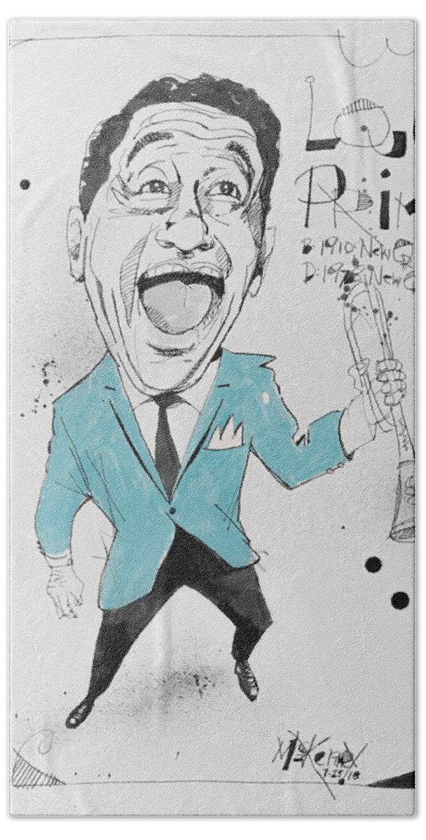  Bath Towel featuring the drawing Louis Prima by Phil Mckenney