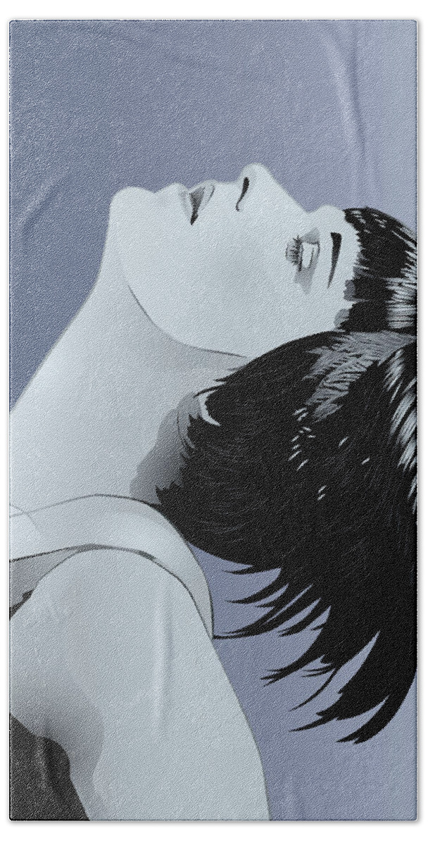 Louise Brooks Official Bath Towel featuring the digital art Louise Brooks in Berlin - Azure Ombre by Louise Brooks