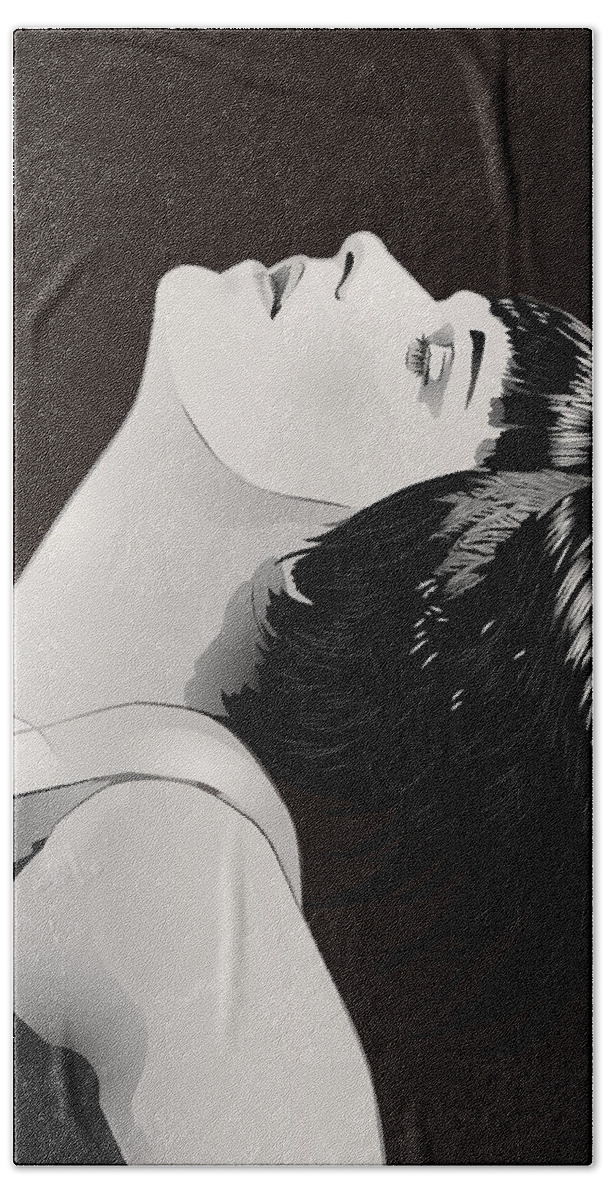 Louise Brooks Official Hand Towel featuring the digital art Louise Brooks in Berlin - Ebony Tenebrous by Louise Brooks