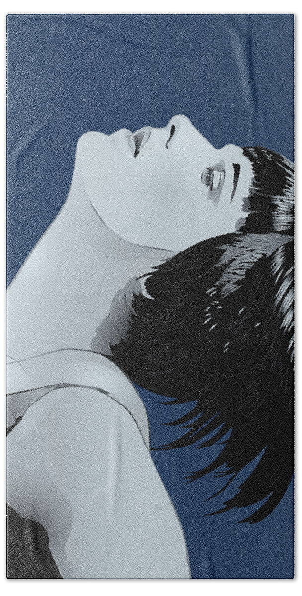 Louise Brooks Official Bath Towel featuring the digital art Louise Brooks in Berlin - Indigo Dusk by Louise Brooks