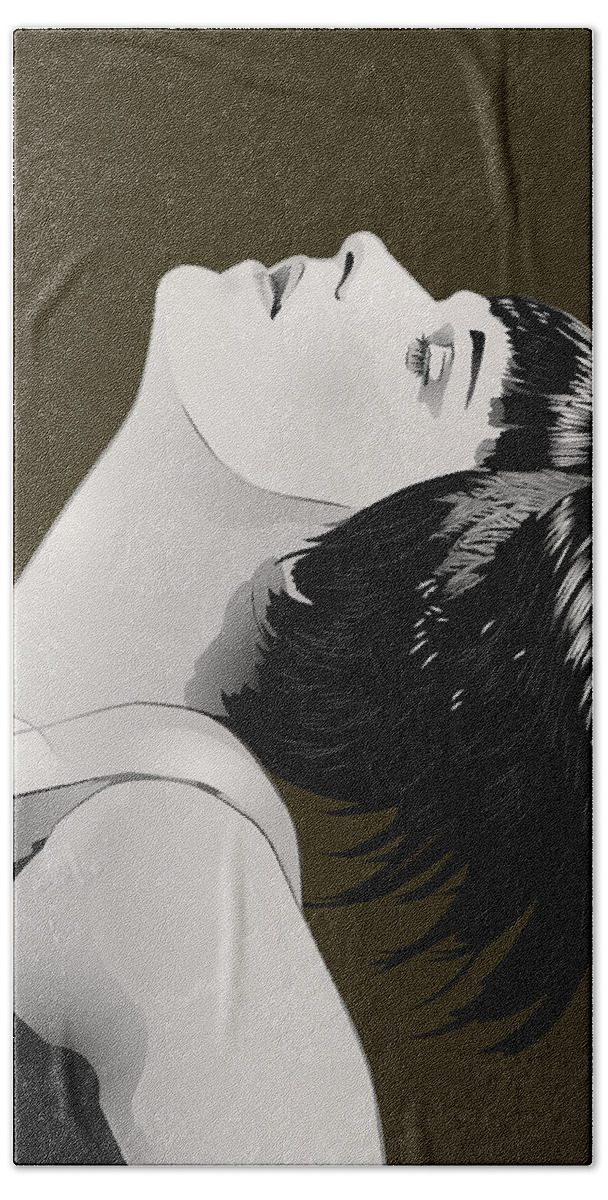 Louise Brooks Official Hand Towel featuring the digital art Louise Brooks in Berlin - Ochre Umber by Louise Brooks
