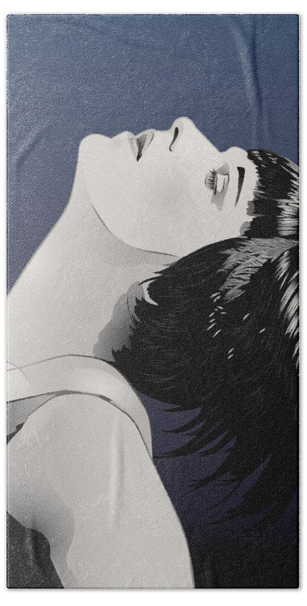 Louise Brooks Official Bath Towel featuring the digital art Louise Brooks in Berlin - Sapphire Nocturne by Louise Brooks