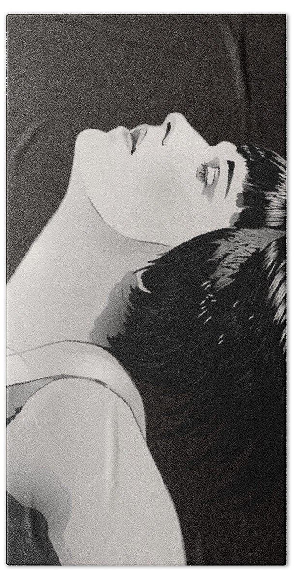 Louise Brooks Official Hand Towel featuring the digital art Louise Brooks in Berlin - Slate Charcoal by Louise Brooks
