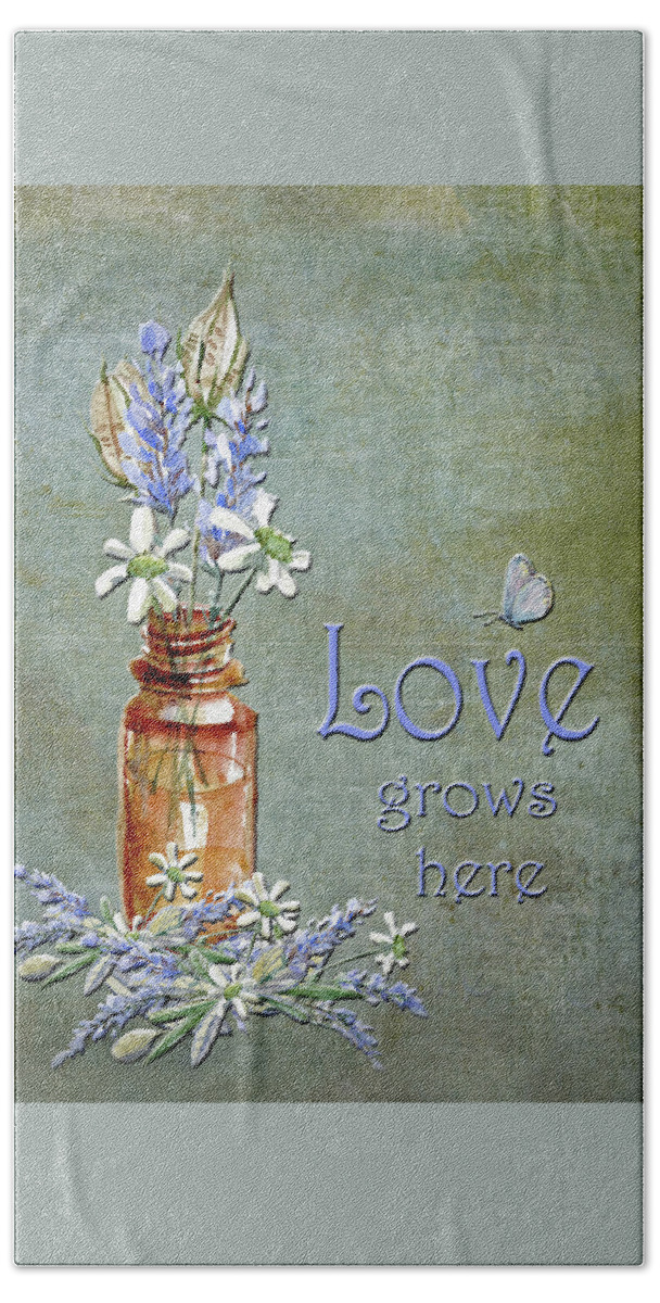 Love Bath Towel featuring the digital art Love Grows Here by HH Photography of Florida