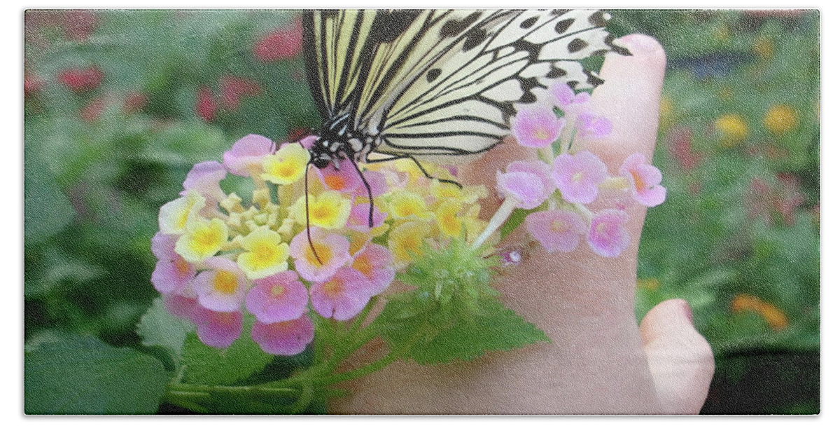 Butterfly Hand Towel featuring the digital art Love is Like a Butterfly by Susan Hope Finley