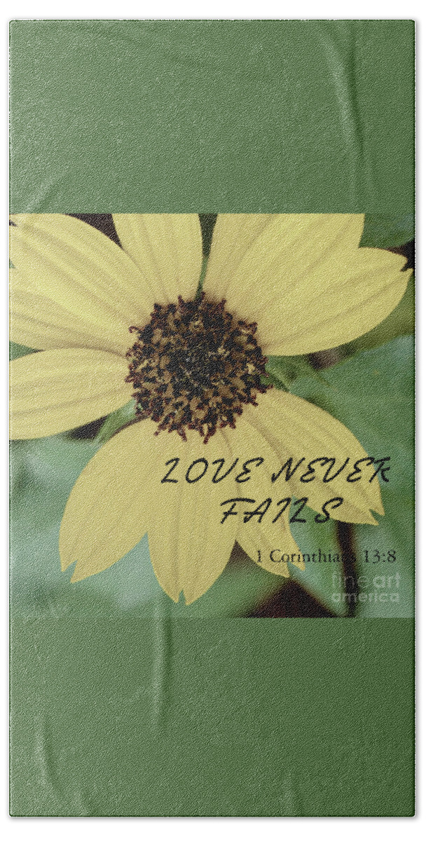 Sunflower Bath Towel featuring the photograph Love Never Fails by Joanne Carey