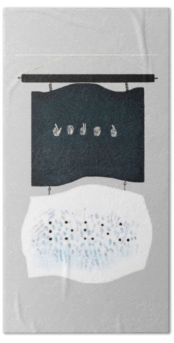 Abstract Hand Towel featuring the painting Love U by Fei A