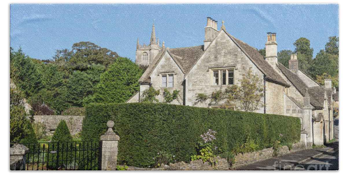 Wayne Moran Photograpy Bath Towel featuring the photograph Lovely Manor Castle Combe Cotswold District England by Wayne Moran