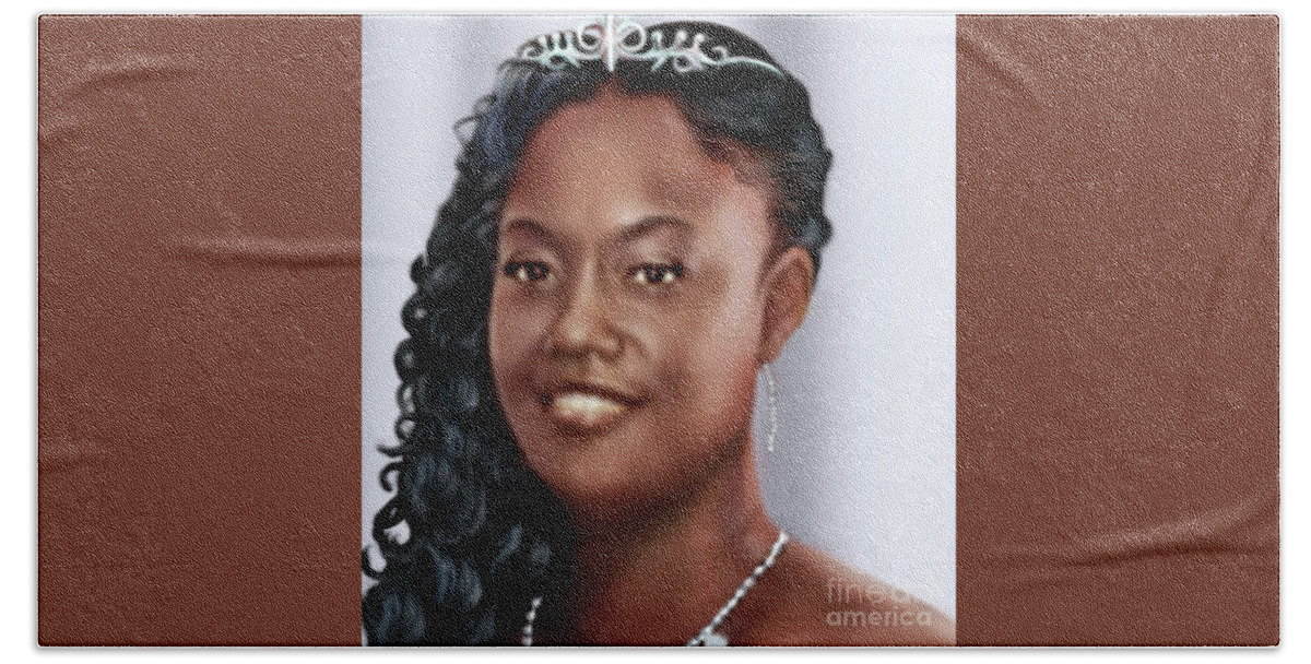 African American Bride Bath Towel featuring the painting Lovely Trena Up Close and Personal by Reggie Duffie