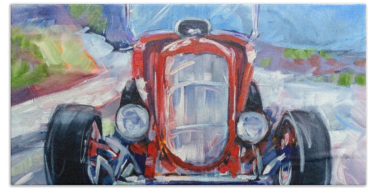 Hot Rod Bath Towel featuring the painting Low Rider by Alan Metzger