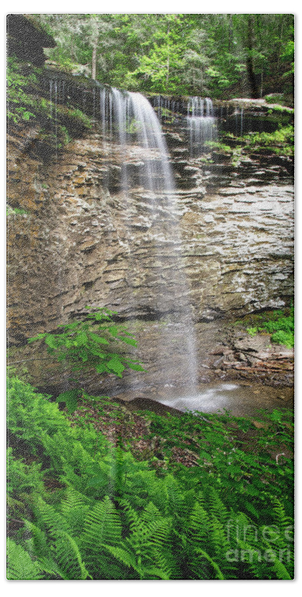 Lower Piney Falls Bath Towel featuring the photograph Lower Piney Falls 12 by Phil Perkins