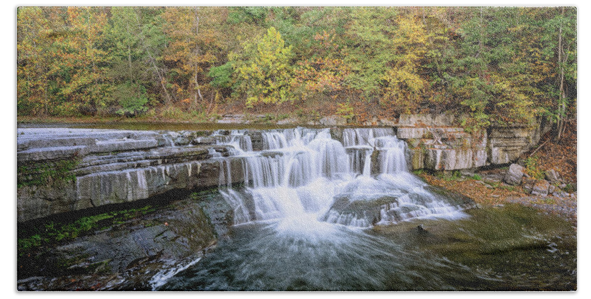 Taughannock Hand Towel featuring the photograph Lower Taughannock Falls New York by Joan Carroll