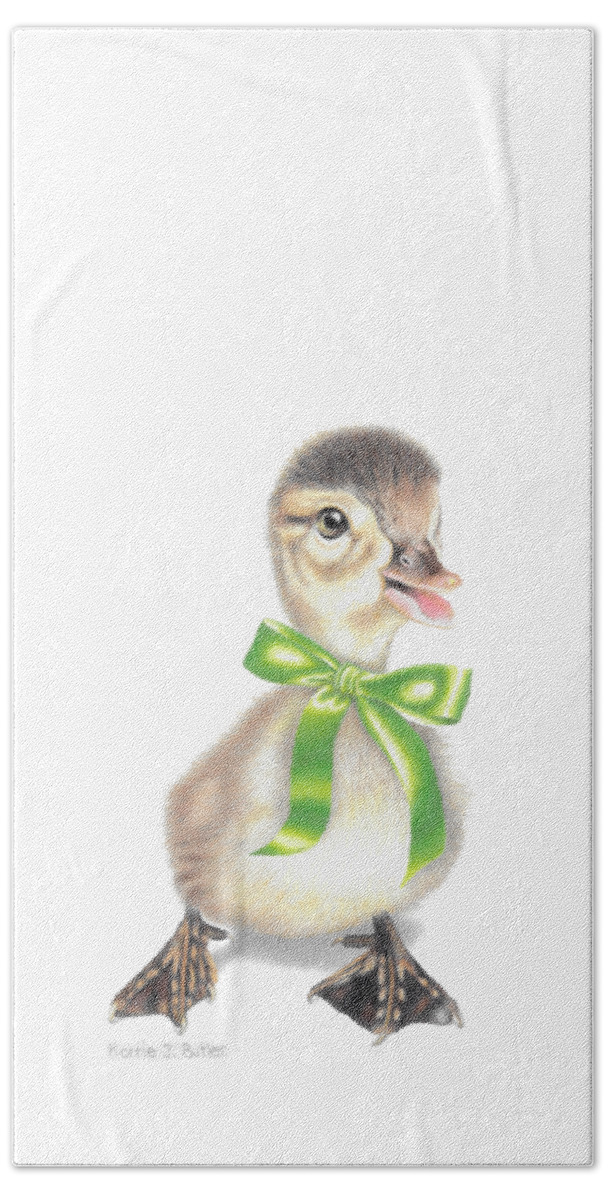 Duckling Bath Towel featuring the drawing Lucky Ducky with Transparent Background by Karrie J Butler