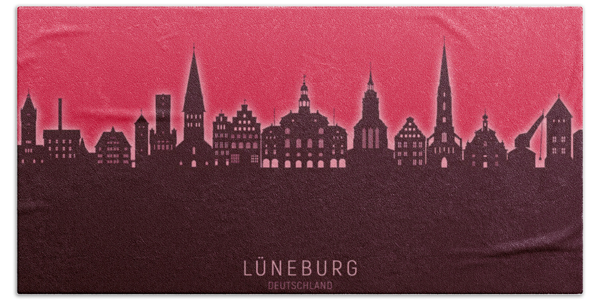 Lüneburg Bath Towel featuring the digital art Luneburg Germany Skyline #10 by Michael Tompsett