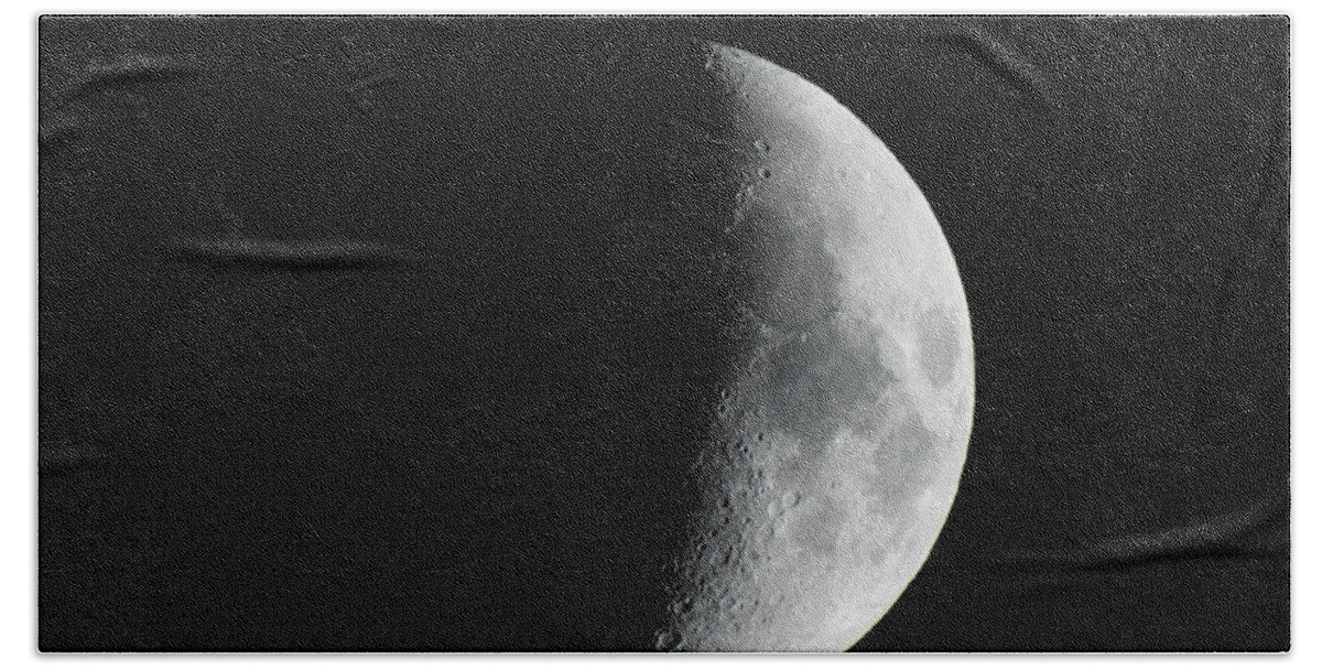 Moon Bath Towel featuring the photograph M Mouse on Quarter Moon by Russ Considine