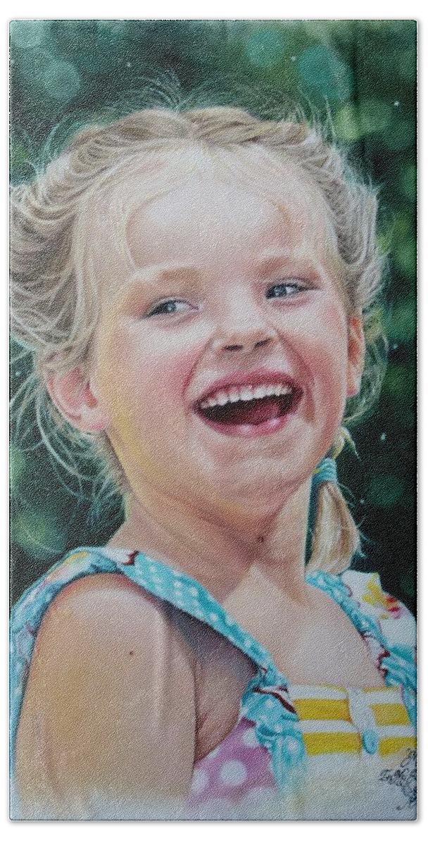 Child Hand Towel featuring the pastel Mabry the Picture of Grace by Tess Lee Miller