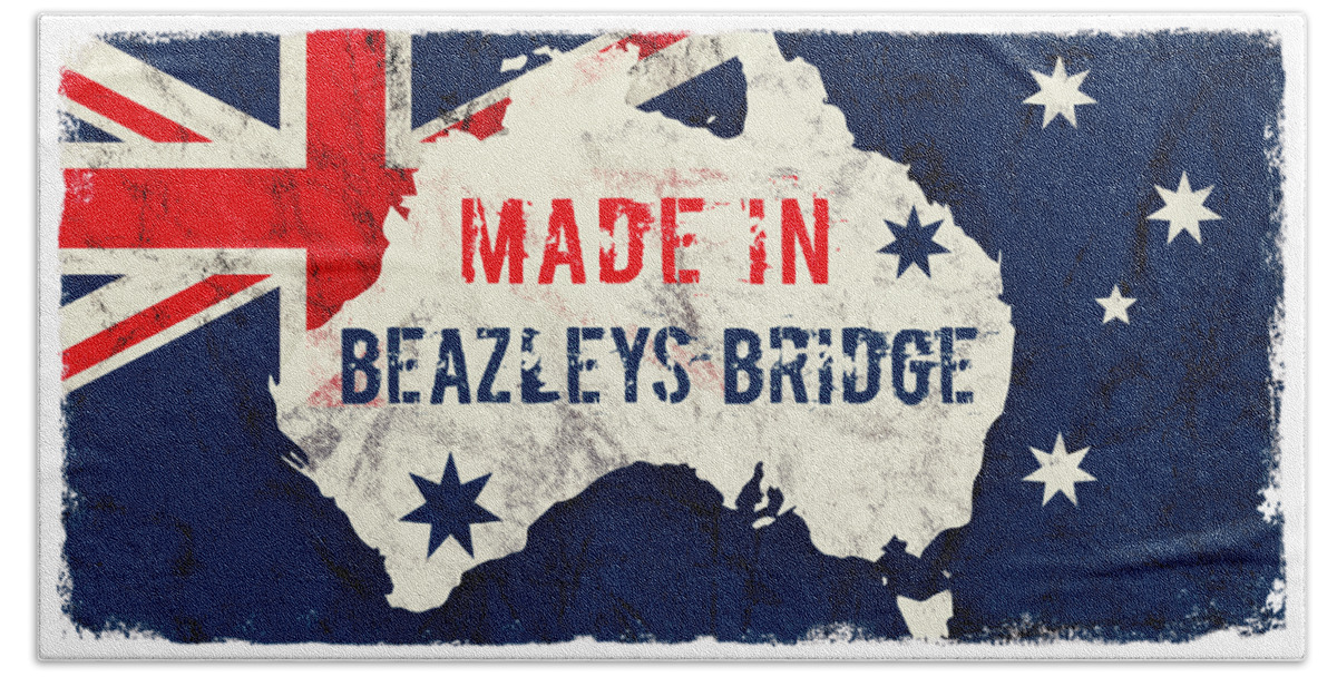 Beazleys Bridge Bath Towel featuring the digital art Made in Beazleys Bridge, Australia #beazleysbridge #australia by TintoDesigns