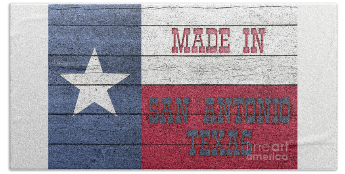 Made In San Antonio Texas Bath Towel featuring the digital art Made In San Antonio Texas by Imagery by Charly