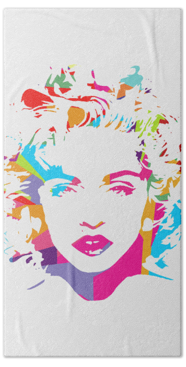 Madonna Hand Towel featuring the digital art Madonna 2 POP ART by Ahmad Nusyirwan