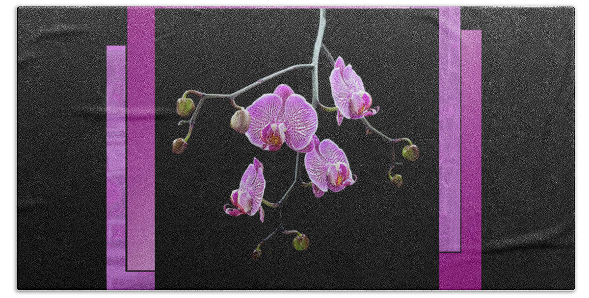 Orchid Hand Towel featuring the photograph Magenta Orchid Spray - Framed by Patti Deters