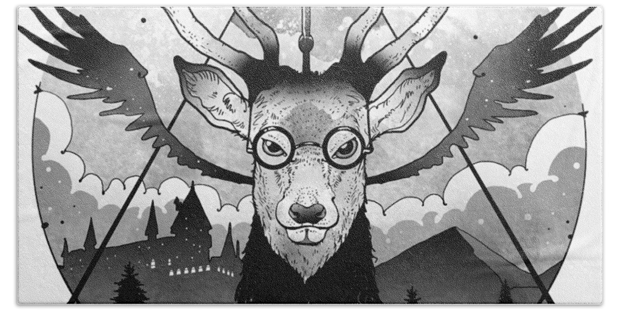 Deer Hand Towel featuring the digital art Magical Deer by Vincent Trinidad