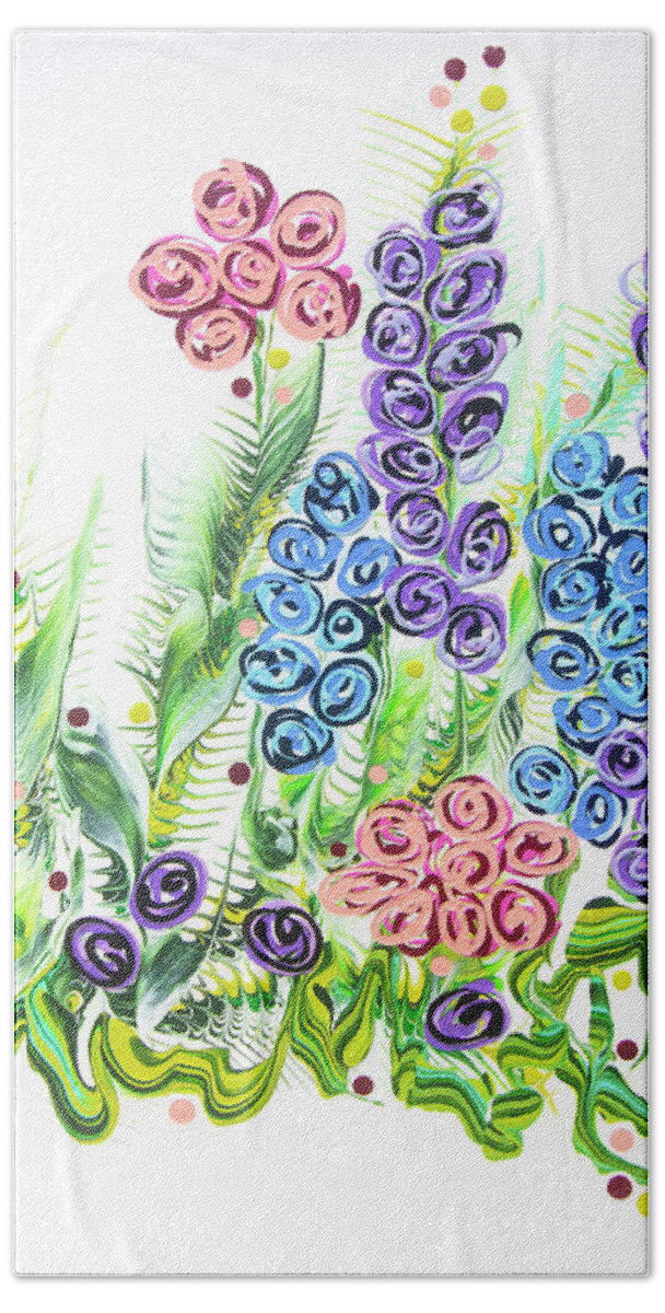  Hand Towel featuring the painting Magical Garden by Jane Arlyn Crabtree