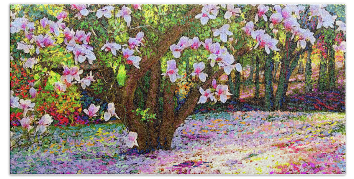 Landscape Hand Towel featuring the painting Magnolia Melody by Jane Small