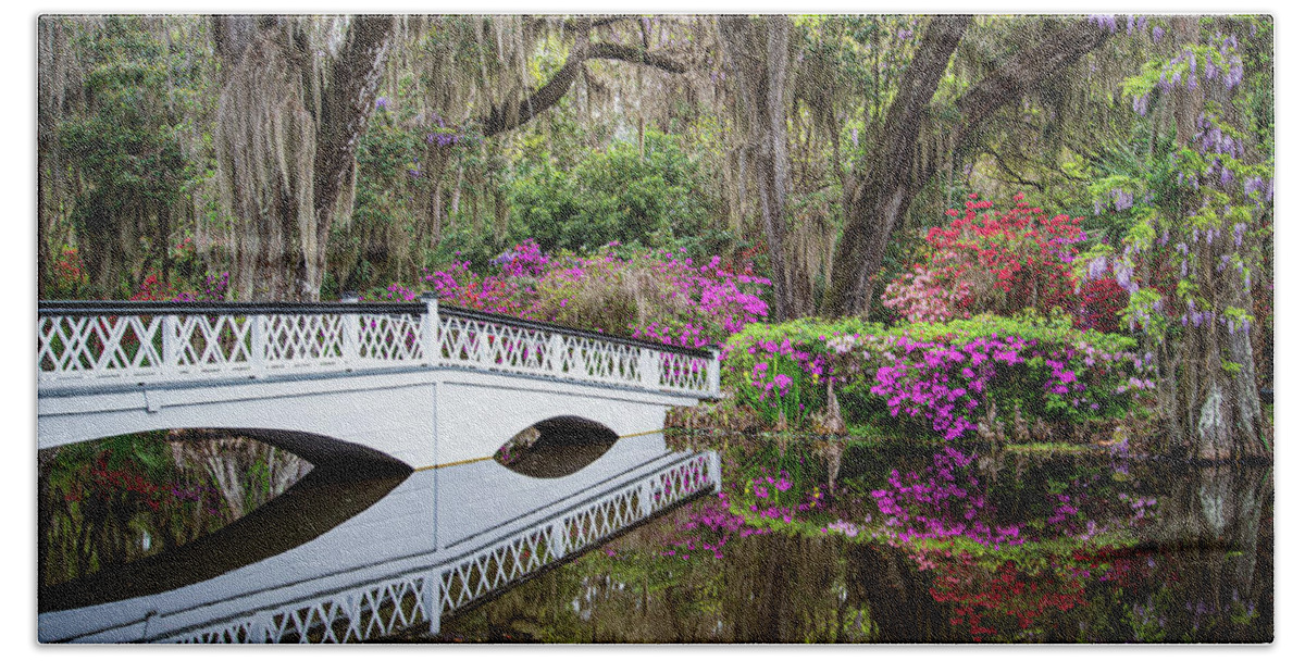 Outdoors Bath Towel featuring the photograph Magnolia Plantation Charleston SC Magnolia Reflections by Robert Stephens