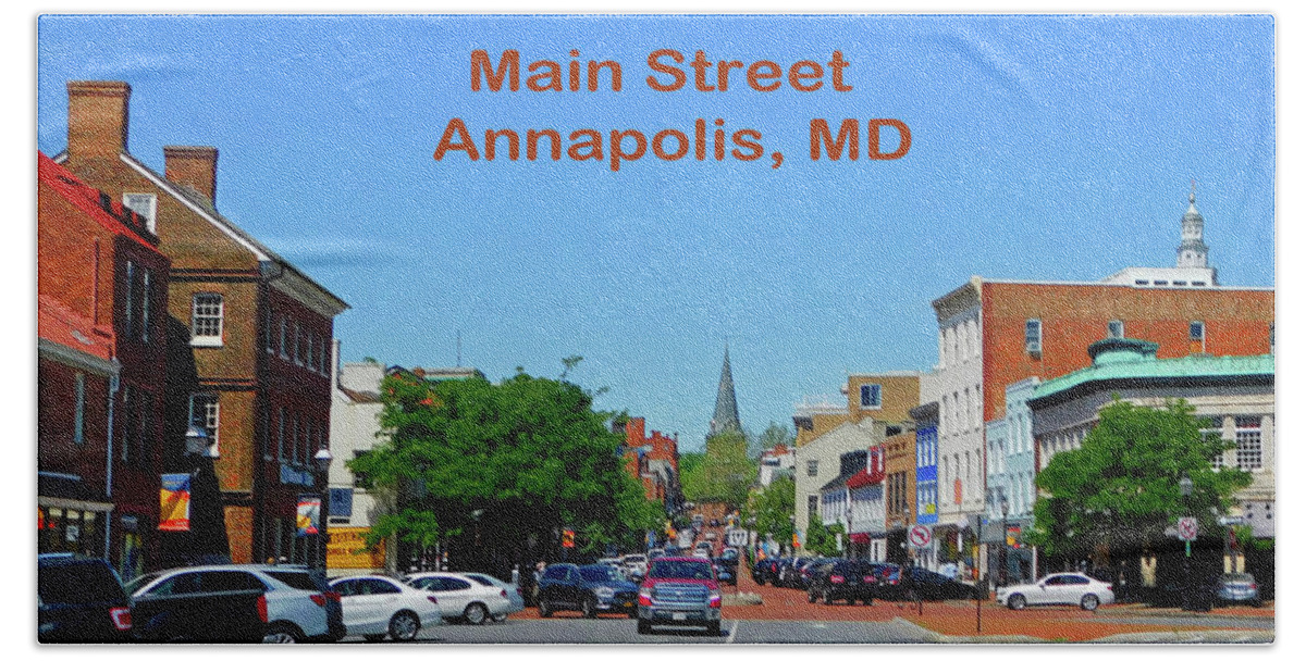 Landscape Hand Towel featuring the photograph Main Street Annapolis MD by Emmy Marie Vickers