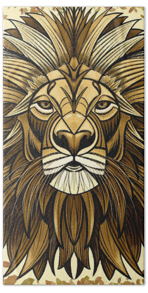 Lion Bath Towel featuring the digital art Majestic Male Lion by John Gibbs