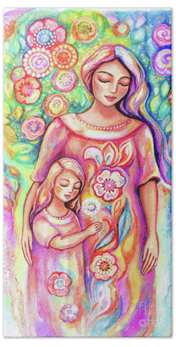 Mother And Daughter Bath Towel featuring the painting Making a Wish by Eva Campbell