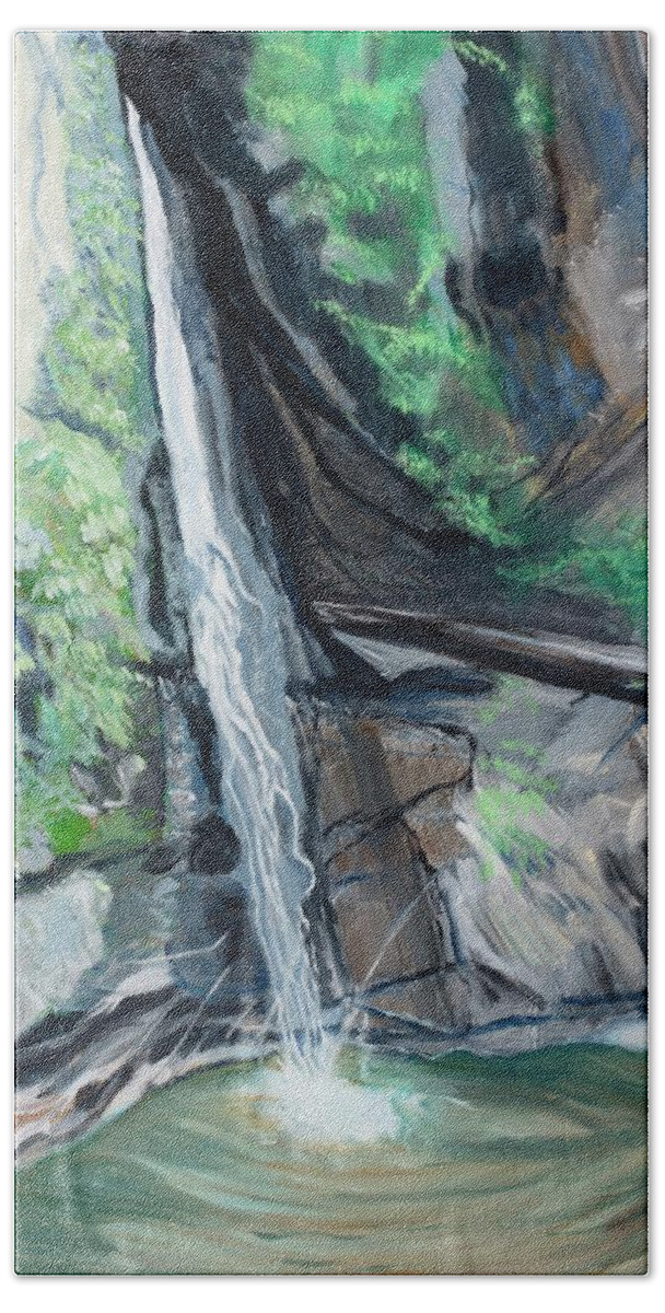 Waterfall Bath Towel featuring the painting Maple Falls by Santana Star