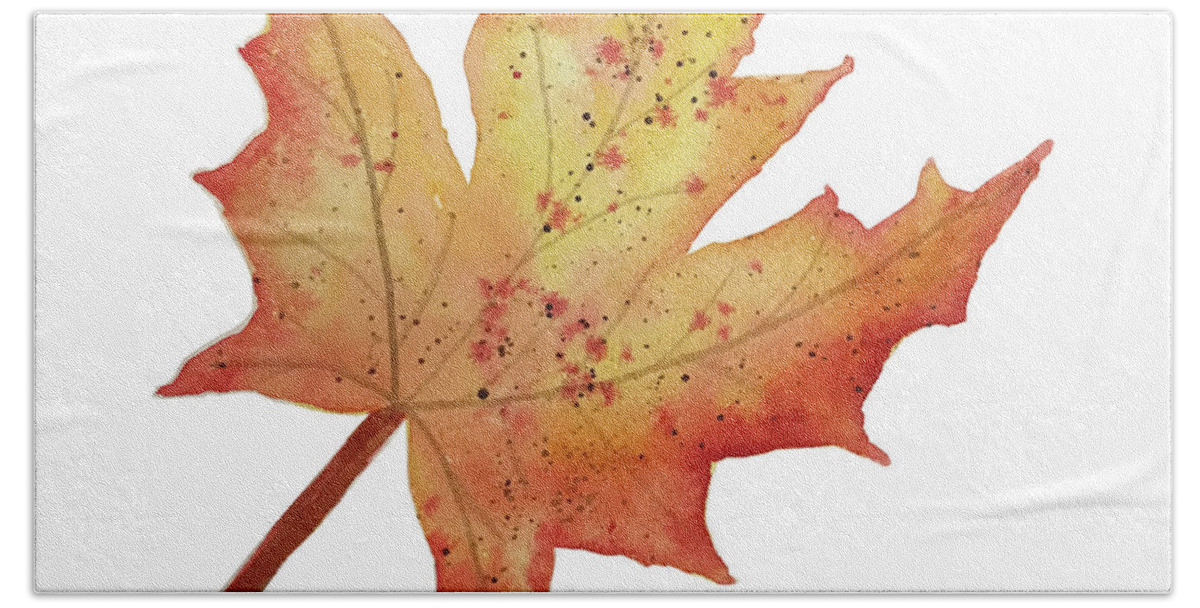 Maple Leaf Bath Towel featuring the painting Maple Leaf by Lisa Neuman