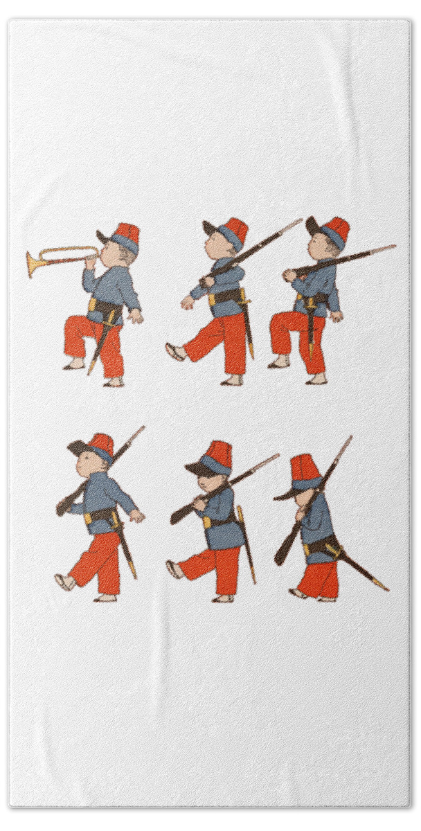 Boy Hand Towel featuring the digital art Marching Boys by Madame Memento