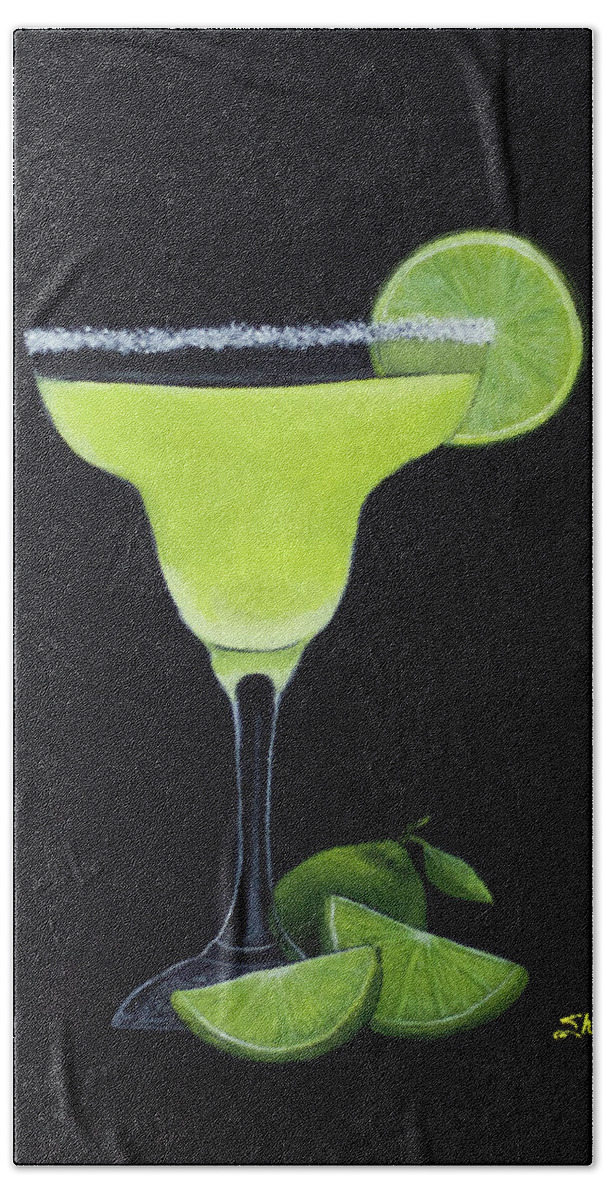 Margarita Hand Towel featuring the painting Margarita with Lime by Shirley Dutchkowski