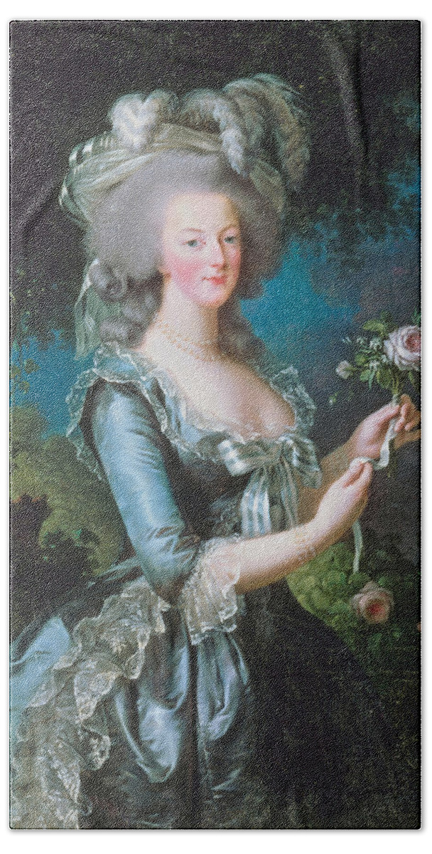 Marie Antoinette Hand Towel featuring the painting Marie Antoinette with a Rose by Long Shot