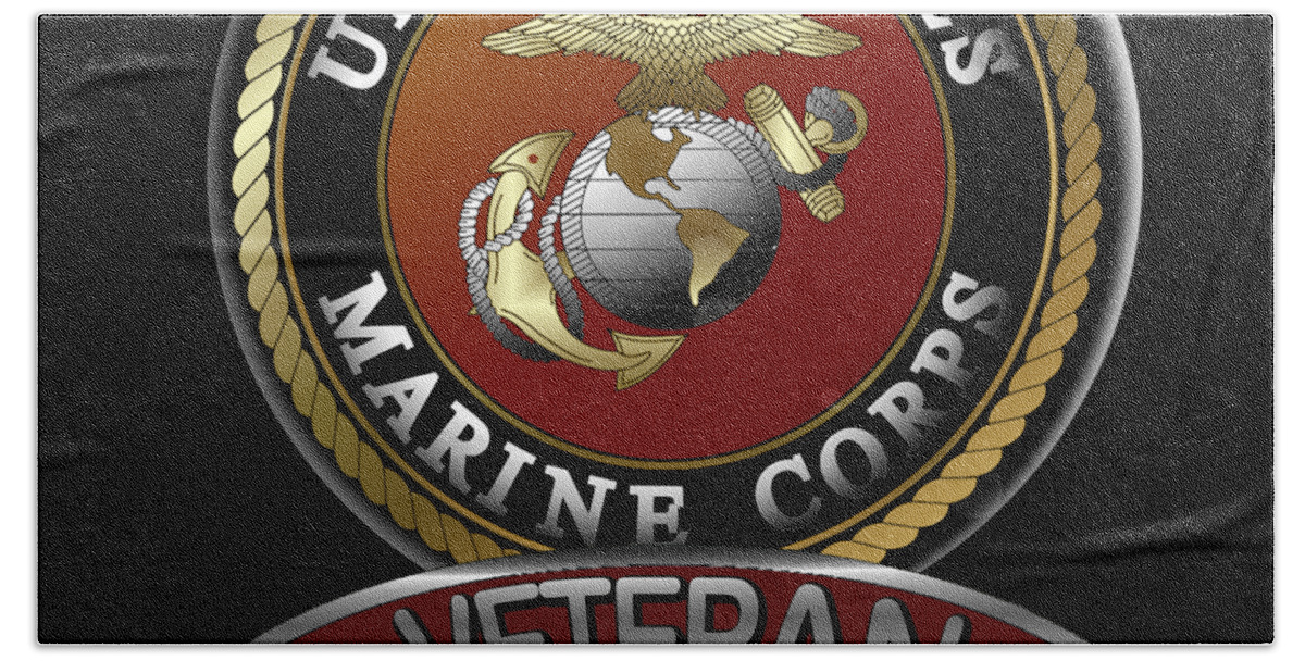 Marines Hand Towel featuring the digital art Marine Veteran by Bill Richards