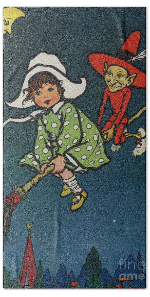 Night Bath Towel featuring the painting Marjorie and Red Elf by Rosa Petherick