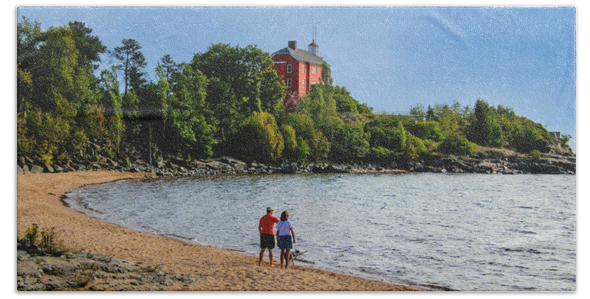 Marquette Harbor Bath Towel featuring the photograph Marquette Harbor by Deb Beausoleil