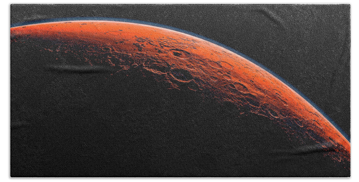 Astronomy Hand Towel featuring the digital art Mars Planet by Mango Art