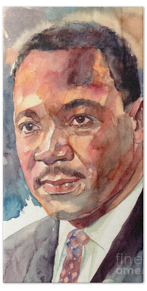 Martin Luther King Jr Bath Towel featuring the painting Martin Luther King Jr. Portrait by Suzann Sines