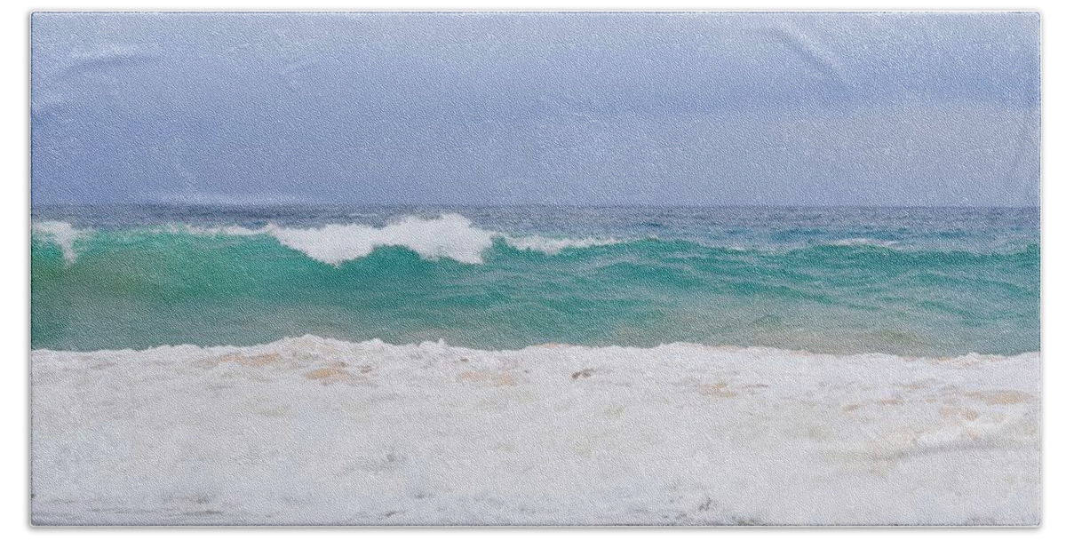 Aloha Bath Towel featuring the photograph Milky waves,Makena Beach,Maui by Bnte Creations