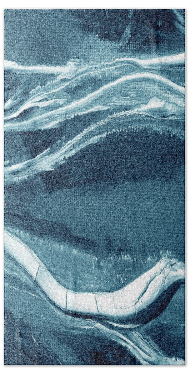 Teal Blue Bath Towel featuring the painting Meditate On The Wave Peaceful Contemporary Beach Art Sea And Ocean Teal Blue X by Irina Sztukowski