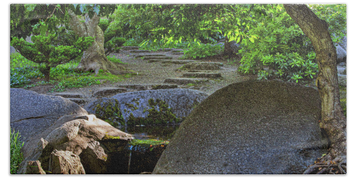 Meditation Hand Towel featuring the photograph Meditation path by Bonnie Follett